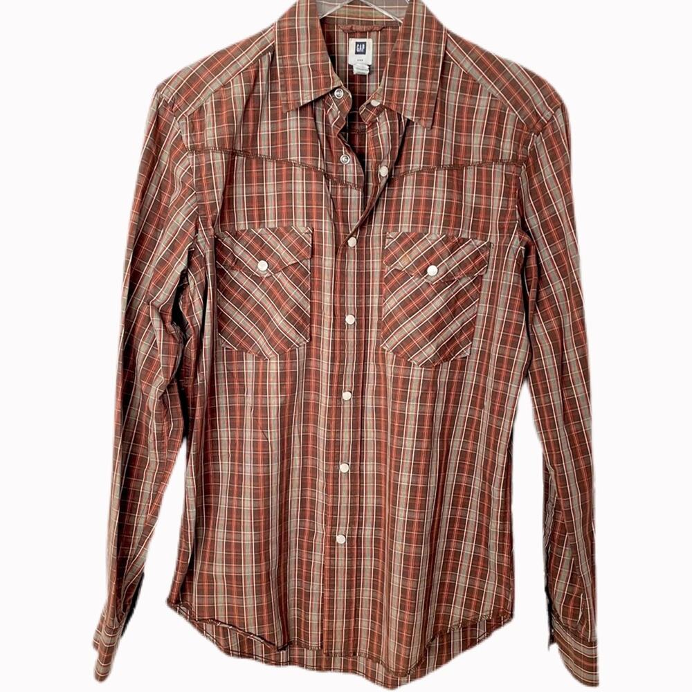 Vintage y2k Gap Plaid Western Shirt Sz S